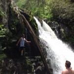 dad in waterfall